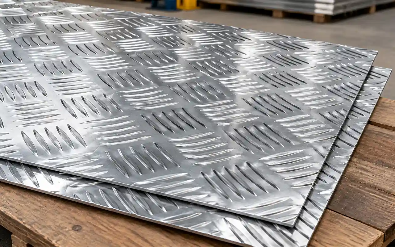 High-gloss 5-bar aluminium checkered sheets and plates for industrial applications