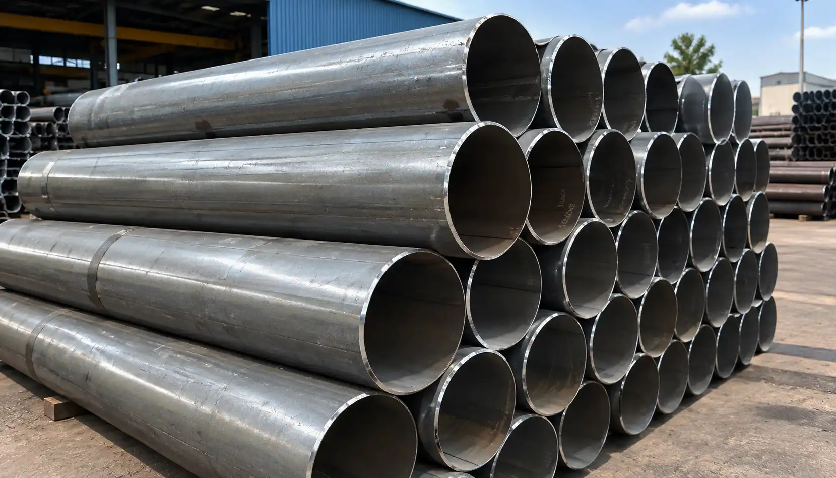 Beveled end API 5L X52 PSL2 Welded Pipes with anti-corrosion coating ready for dispatch
