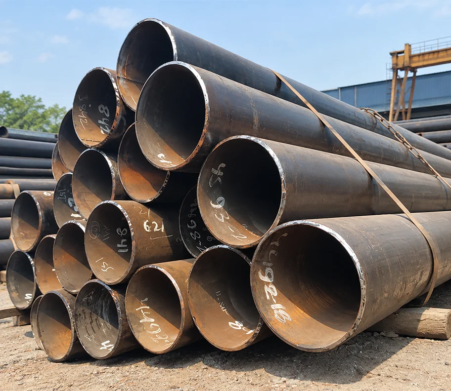 MS ERW Pipes stacked for industrial piping and structural applications