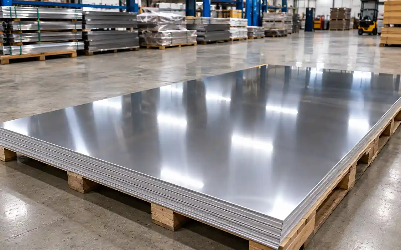 Stacks of hot-rolled and cold-rolled stainless steel plates in stockyard by Trident Metal & Alloys