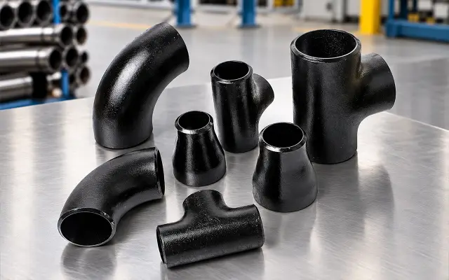 Heavy wall ASTM A234 Grade WPB mild steel 90 degree elbow with bevel ends ready for pipeline welding